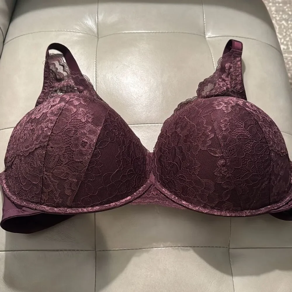 Torrid Push-Up Bra Plunge Lace Grape Purple 46DDD NWT